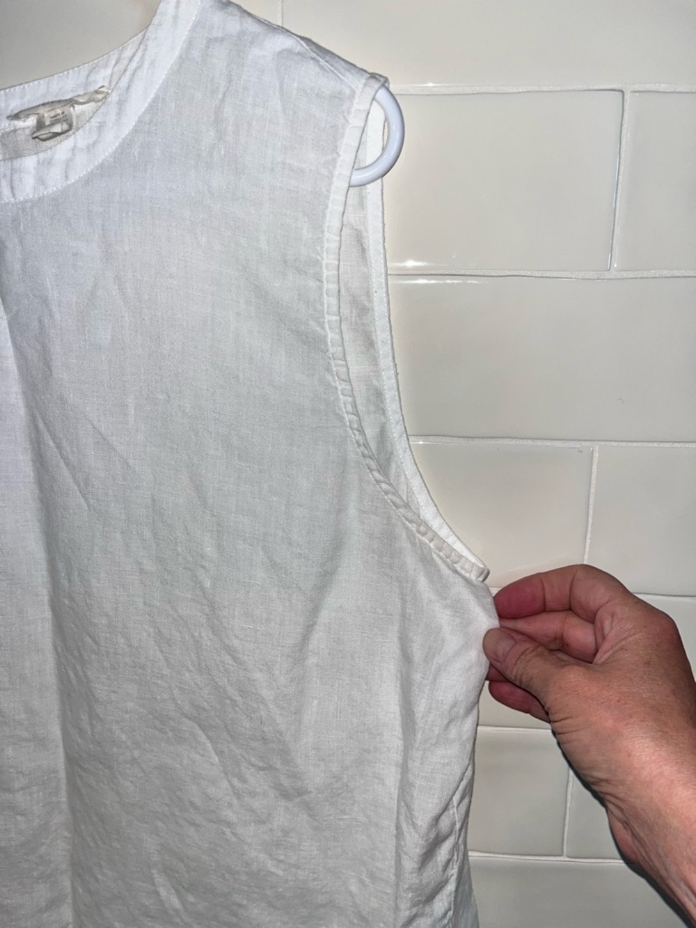 Eileen Fisher White Linen Shell Tank Sz Medium - Picture 3 of 6